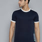 Alcis Men Navy Blue Solid Slim Fit T-shirt | Swadesiicart