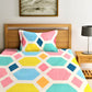 Home Sizzler Blue & Yellow Geometric 210 TC Single Bedsheet with 1 Pillow Covers - Swadesiicart