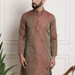 Sojanya Woven Design Mandarin Collar Silk Cotton Kurta | Swadesiicart