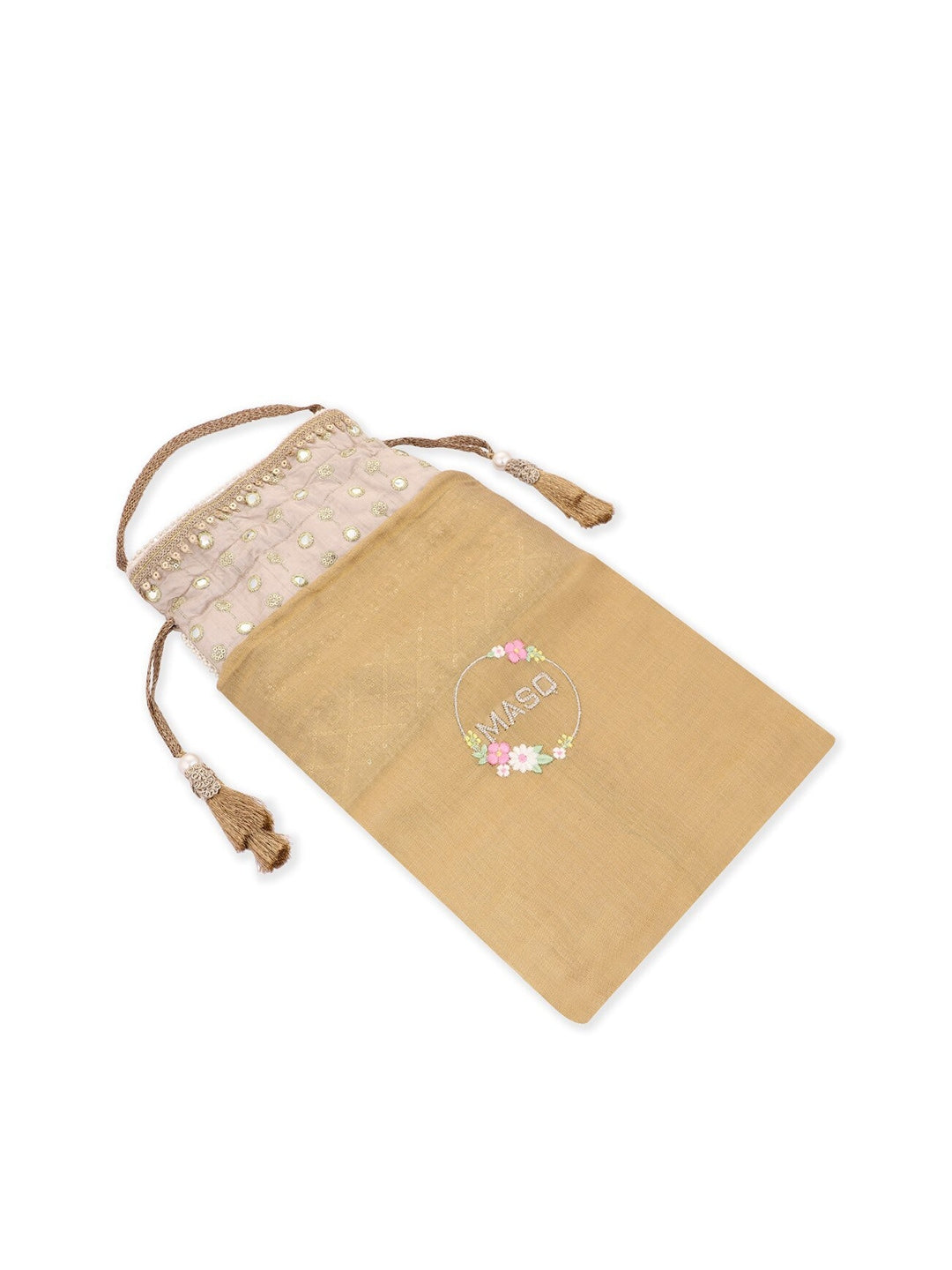 Masq Magenta & White Embroidered Potli Clutch - Swadesiicart