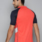Alcis Men Red & Navy Blue Colourblocked Polo Collar Slim Fit Running T-shirt | Swadesiicart