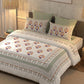 BELLA CASA Grey & Off White Ethnic Motifs 350 TC Cotton King Bedsheet with 2 Pillow Covers