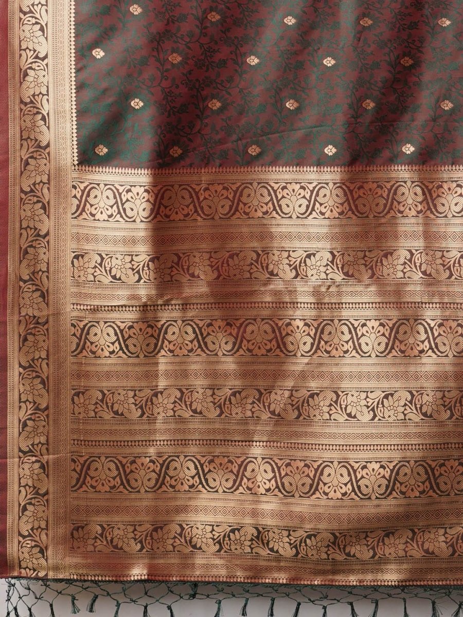 Anouk Floral Zari Banarasi Saree | Swadesiicart