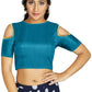 Aastha Fashion Women's Firozi Art Silk Cold Shoulder Sleeve Readymade Blouse