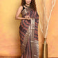 Very Much Indian Modal Silk Ajrakh Handblock Printed Natural Dyes With Designer Border Saree - Brown | Swadesiicart