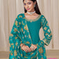 Anaita Teal-Blue Premium Embroidered Roman Silk Salwar Suit