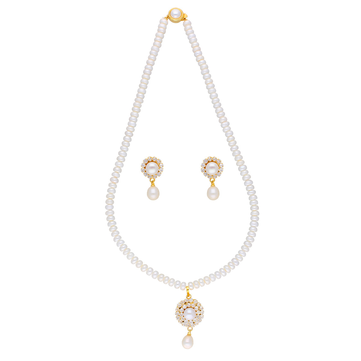 J Pearls Royal Pearl Set - Real Pearl Jewelry - Swadesiicart
