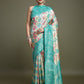 Monjolika Fashion Glamour And Tradition With This Zari Woven Turquoise And Cream Banarasi Silk Saree | Swadesiicart