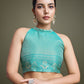 Monjolika Fashion Glamour And Tradition With This Zari Woven Turquoise And Cream Banarasi Silk Saree | Swadesiicart