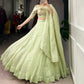 Lorenvalley Fashion Pista Crush Silk Plain Lehenga Choli with Dupatta - Swadesiicart