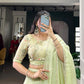 Lorenvalley Fashion Pista Crush Silk Plain Lehenga Choli with Dupatta - Swadesiicart