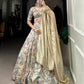 Lorenvalley Seagreen Tussar Silk Printed with Lace Touch Up Lehenga Choli | Swadesiicart