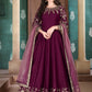 Anaita Purple Embroidered Adda Silk Anarkali Suit