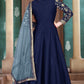 Anaita Navy Blue Embroidered Adda Silk Anarkali Suit