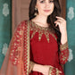 Anaita Red Embroidered Adda Silk Anarkali Suit