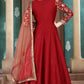 Anaita Red Embroidered Adda Silk Anarkali Suit
