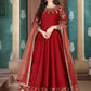 Anaita Red Embroidered Adda Silk Anarkali Suit