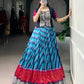 Lorenvalley Fashion Firozi Tasar Silk Leheriya Print With Zari Weaving Work Lehenga Choli - Swadesiicart