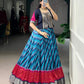 Lorenvalley Fashion Firozi Tasar Silk Leheriya Print With Zari Weaving Work Lehenga Choli - Swadesiicart