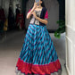 Lorenvalley Fashion Firozi Tasar Silk Leheriya Print With Zari Weaving Work Lehenga Choli - Swadesiicart