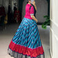 Lorenvalley Fashion Firozi Tasar Silk Leheriya Print With Zari Weaving Work Lehenga Choli - Swadesiicart