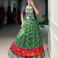 Lorenvalley Fashion Green Tasar Silk Leheriya Print With Zari Weaving Work Lehenga Choli - Swadesiicart