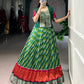 Lorenvalley Fashion Green Tasar Silk Leheriya Print With Zari Weaving Work Lehenga Choli - Swadesiicart