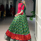 Lorenvalley Fashion Green Tasar Silk Leheriya Print With Zari Weaving Work Lehenga Choli - Swadesiicart