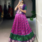 Lorenvalley Fashion Purple Tasar Silk Leheriya Print With Zari Weaving Work Lehenga Choli - Swadesiicart
