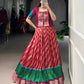 Lorenvalley Fashion Red Tasar Silk Leheriya Print With Zari Weaving Work Lehenga Choli - Swadesiicart