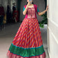 Lorenvalley Fashion Red Tasar Silk Leheriya Print With Zari Weaving Work Lehenga Choli - Swadesiicart