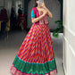Lorenvalley Fashion Red Tasar Silk Leheriya Print With Zari Weaving Work Lehenga Choli - Swadesiicart