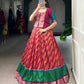 Lorenvalley Fashion Red Tasar Silk Leheriya Print With Zari Weaving Work Lehenga Choli - Swadesiicart
