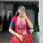 Lorenvalley Fashion Red Tasar Silk Leheriya Print With Zari Weaving Work Lehenga Choli - Swadesiicart