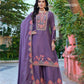 Anaita Purple Chinon Stitched Plazzo Suit With Codding Dori & Sequence Work