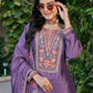 Anaita Purple Chinon Stitched Plazzo Suit With Codding Dori & Sequence Work