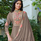 Anaita Chiku Chinon Stitched Plazzo Suit With Codding Dori & Sequence Work