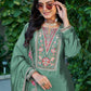 Anaita Sea Green Chinon Stitched Plazzo Suit With Codding Dori & Sequence Work
