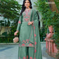Anaita Sea Green Chinon Stitched Plazzo Suit With Codding Dori & Sequence Work