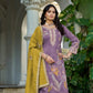 Anaita Purple Shimmer Stitched Plazzo Suit With Codding Dori & Sequence Work