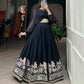 Lorenvalley Black Georgette Sequins and Thread Embroidery Work Lehenga Choli | Swadesiicart
