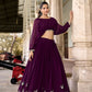 Lorenvalley Wine Georgette Sequins and Thread Embroidery work ethnic Co-ord Set - Swadesiicart