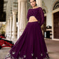 Lorenvalley Wine Georgette Sequins and Thread Embroidery work ethnic Co-ord Set - Swadesiicart