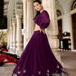 Lorenvalley Wine Georgette Sequins and Thread Embroidery work ethnic Co-ord Set - Swadesiicart