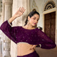 Lorenvalley Wine Georgette Sequins and Thread Embroidery work ethnic Co-ord Set - Swadesiicart