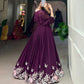 Lorenvalley Wine Georgette Sequins and Thread Embroidery work ethnic Co-ord Set - Swadesiicart
