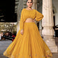 Lorenvalley Yellow Georgette Sequins and Thread Embroidery work ethnic Co-ord Set - Swadesiicart