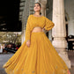 Lorenvalley Yellow Georgette Sequins and Thread Embroidery work ethnic Co-ord Set - Swadesiicart