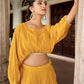 Lorenvalley Yellow Georgette Sequins and Thread Embroidery work ethnic Co-ord Set - Swadesiicart