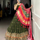 Lorenvalley Green Georgette Sequins and Thread Embroidery Work Lehenga Choli | Swadesiicart